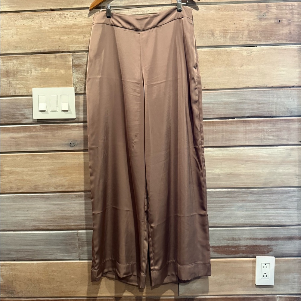 Old Navy High-Rise Wide-Leg Satin Pants in Brown Size 12